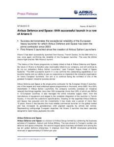 Microsoft Word - SPR_Ariane 5_64th launch success_EN.doc
