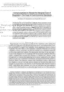 American Economic Review 101 (June 2011): 1375–1409 http://www.aeaweb.org/articles.php?doi=aerUsing Loopholes to Reveal the Marginal Cost of Regulation: The Case of Fuel-Economy Standards By Soren T