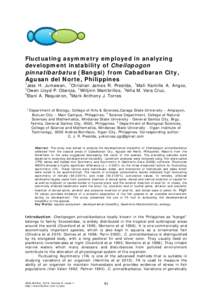 Fluctuating asymmetry employed in analyzing development instability of Cheilopogon pinnatibarbatus (Bangsi) from Cabadbaran City, Agusan del Norte, Philippines 1