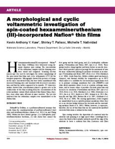 ARTICLE  A morphological and cyclic voltammetric investigation of spin-coated hexaammineruthenium (III)-incorporated Nafion® thin films
