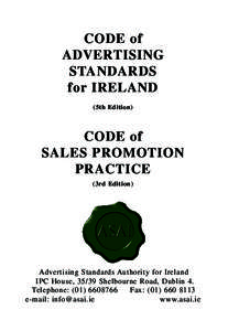 CODE of ADVERTISING STANDARDS for IRELAND (5th Edition)