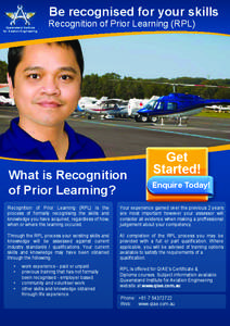 Be recognised for your skills  Queensland Institute for Aviation Engineering  Recognition of Prior Learning (RPL)