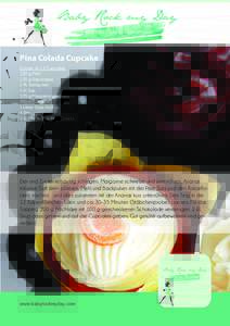 Zimt Tee Brot Pina Colada Cupcake Zutaten für 12 Cupcakes: 230 g Mehl 120 g Kokosraspel 1 Pk. Backpulver