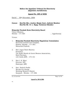 Before the Appellate Tribunal for Electricity