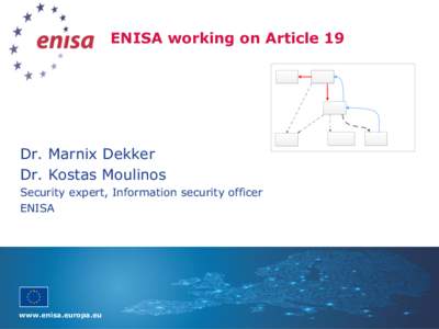 ENISA working on Article 19  Dr. Marnix Dekker Dr. Kostas Moulinos Security expert, Information security officer ENISA