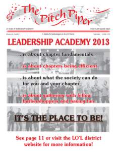 Volume 64, Number 5  September - October 2012 LEADERSHIP ACADEMY[removed]is about chapter fundamentals.