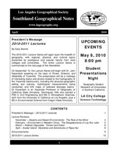 Los Angeles Geographical Society  Southland Geographical Notes www.lageography.org April