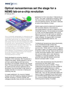 Optical nanoantennas set the stage for a NEMS lab-on-a-chip revolution