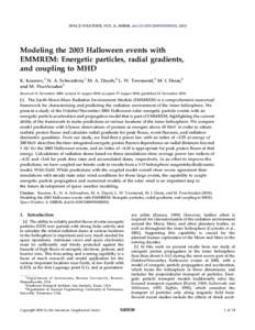 Modeling the 2003 Halloween events with EMMREM: Energetic particles, radial gradients, and coupling to MHD