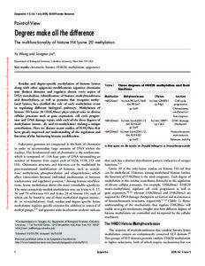 [Epigenetics 4:5, 1-4; 1 July 2009]; ©2009 Landes Bioscience  Point-of-View