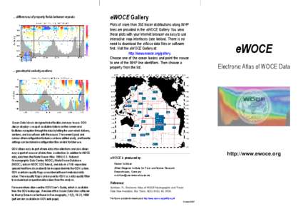 ... differences of property fields between repeats  ... geostrophic velocity sections eWOCE Gallery Plots of more than 350 tracer distributions along WHP