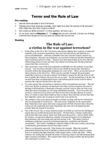 ~ fullspate hot worksheets ~ Level: advanced Terror and the Rule of Law Pre-reading 1.