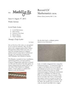 Record Of Mathematics (ROM) the  Editors: Dylan, Jonathan, Mia T., Alex