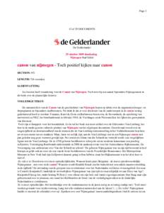 Pageof 29 DOCUMENTS De Gelderlander 29 oktober 2009 donderdag