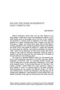 SOLVING THE CRIME OF MODERNITY: NANCY DREW IN 1930