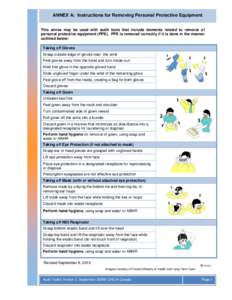 ANNEX A: Instructions for Removing Personal Protective Equipment This annex may be used with audit tools that include elements related to removal of personal protective equipment (PPE). PPE is removed correctly if it is 