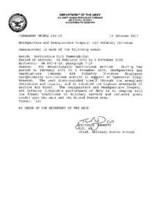 DEPARTMENT OF THE ARMY US. ARMY HUMAN RESOURCES COMMAND 200 STOVALL STREET ALEXANDRIA VA[removed]P E R W E N T ORDERS[removed]