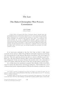 The Law: The Baker-Christopher War Powers Commission
