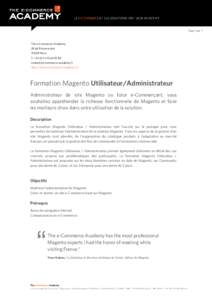 Formation Magento - Utilisateur Administrateur - The e-Commerce Academy