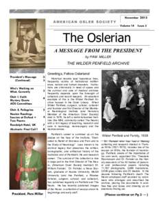 AMERICAN OSLER SOCIETY  November 2013 Volume 14  Issue 3