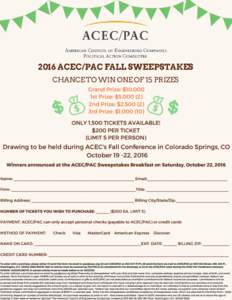2016 ACEC/PAC FALL SWEEPSTAKES