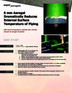 6 mm Aerogel Dramatically Reduces External Surface Temperature of Piping Safe touch temperature reached with minimal amount of aerogel insulation