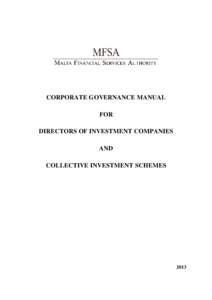 CORPORATE GOVERNANCE MANUAL FOR DIRECTORS OF INVESTMENT COMPANIES AND COLLECTIVE INVESTMENT SCHEMES