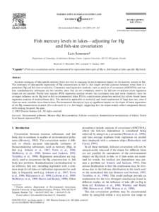 Environmental Pollution–265 www.elsevier.com/locate/envpol Fish mercury levels in lakes—adjusting for Hg and ﬁsh-size covariation Lars Sonesten*