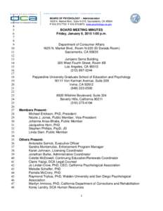 California Board of Psychology - Board Meeting Minutes for January 9, 2015