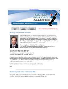 View this email online  Hosted Payload Advances from HPA About HPA