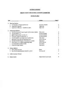 ACTION SUMMARY PRIVATE EQUITY INVESTMENT ADVISORY COMMITtEE January 8, 2015 Action