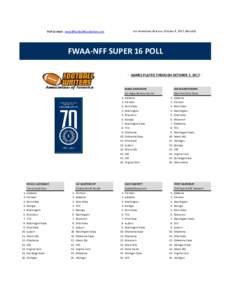 For Immediate Release: October 8, 2017-(Week 6)  Poll Contact:  FWAA-NFF SUPER 16-POLL · GAMES PLAYED THROUGH OCTOBER 7, 2017-·