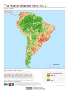 The Human Influence Index ver. 2 South America[removed]Kilometers