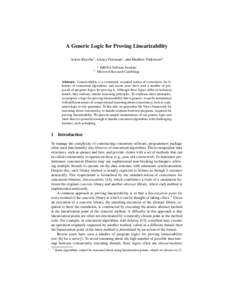 A Generic Logic for Proving Linearizability Artem Khyzha1 , Alexey Gotsman1 , and Matthew Parkinson2 1 2  IMDEA Software Institute