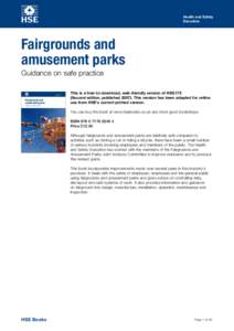 Health and Safety Executive Fairgrounds and amusement parks Guidance on safe practice