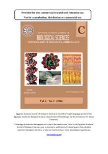 Provided for non-commercial research and education use. Not for reproduction, distribution or commercial use. Vol. 6 NoEgyptian Academic Journal of Biological Sciences is the official English language journal