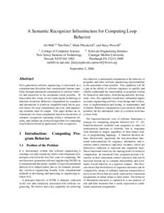 A Semantic Recognizer Infrastructure for Computing Loop Behavior Ali Mili  