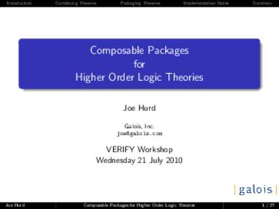 Introduction  Combining Theories Packaging Theories