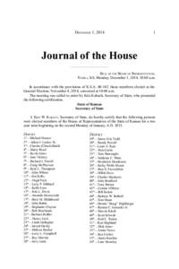 DECEMBER 1, Journal of the House HALL OF THE HOUSE OF REPRESENTATIVES,
