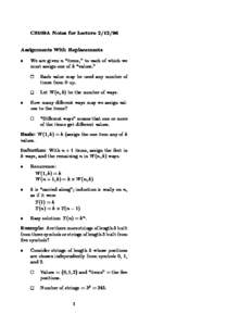 CS109A Notes for LectureAssignments With Replacements  We are given n \items,
