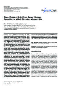 Williams and Manthorne: Class I Areas at Risk  TheScientificWorld[removed]Research Article Optimizing Nitrogen Management in Food and Energy Production
