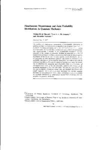 ReDrinted from FouNDATloNs oF PHYSICS  Vol.9, Nog. li2, February 1979 Printed in Belpium  SimultaneousMeasurementand Joint Probability