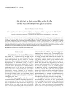 attempt to determine LimnologicalAn Review 7, 3: lake water levels on the basis of bathymetric plans analysis