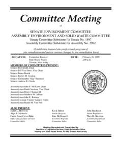 Committee Meeting of SENATE ENVIRONMENT COMMITTEE ASSEMBLY ENVIRONMENT AND SOLID WASTE COMMITTEE Senate Committee Substitute for Senate No. 1897