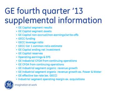 GE fourth quarter ’13 supplemental information • • • •