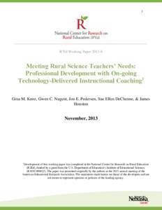 1  R2Ed Working PaperMeeting Rural Science Teachers’ Needs: Professional Development with On-going