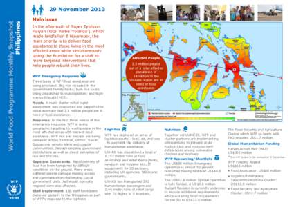 World Food Programme Monthly Snapshot Philippines 29 November 2013 Main issue In the aftermath of Super Typhoon