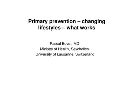 Microsoft PowerPoint - Primary prevention – changing lifestyles [Mode de compatibilité]