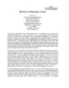 BRIDGES  Mathematical Connections in Art, Music, and Science  The Poetics of Mathematics in Music