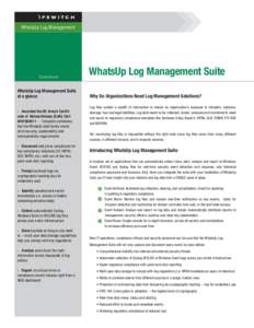 WhatsUp Log Management  Datasheet WhatsUp Log Management Suite